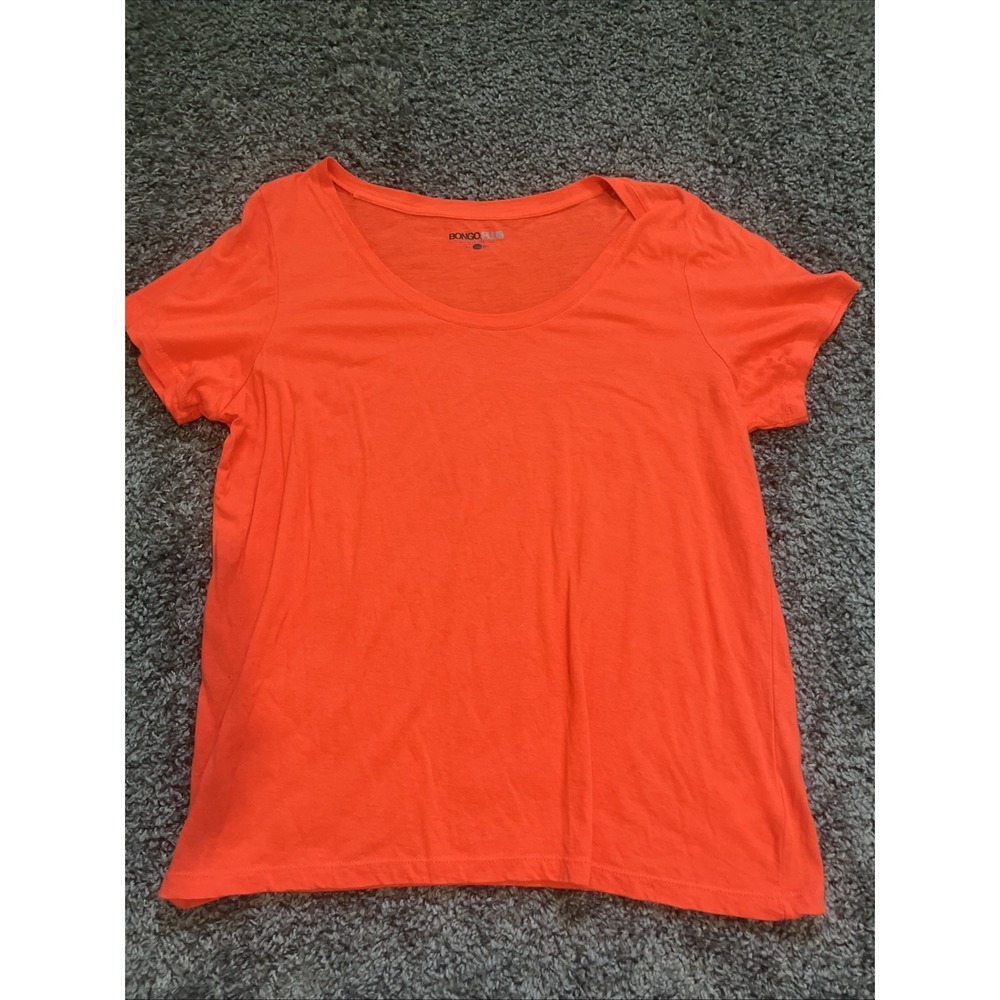 Women's Bongo Plus‎ Size One X Scoop Neck, Short Sleeve T-Shirt, Red Orange